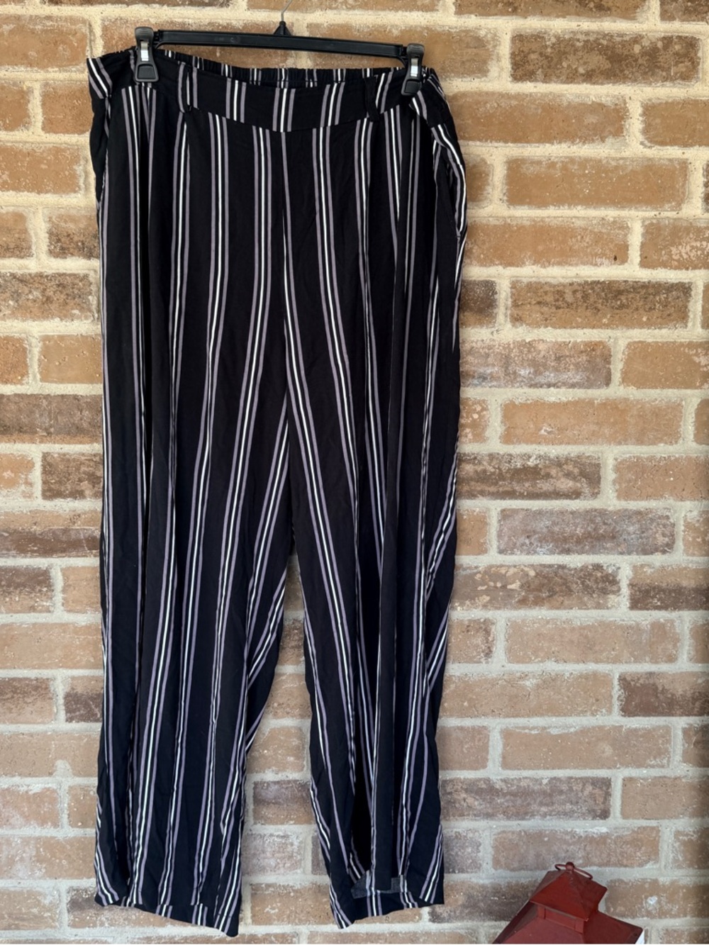 torrid Black with White Vertical Stripe Wide-Leg Pants